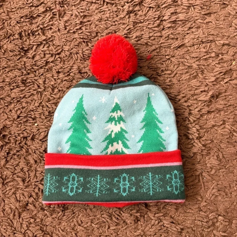 MICKEY MOUSE CHRISTMAS BEANIE winter knit pom hat ski cap blue red green Disney